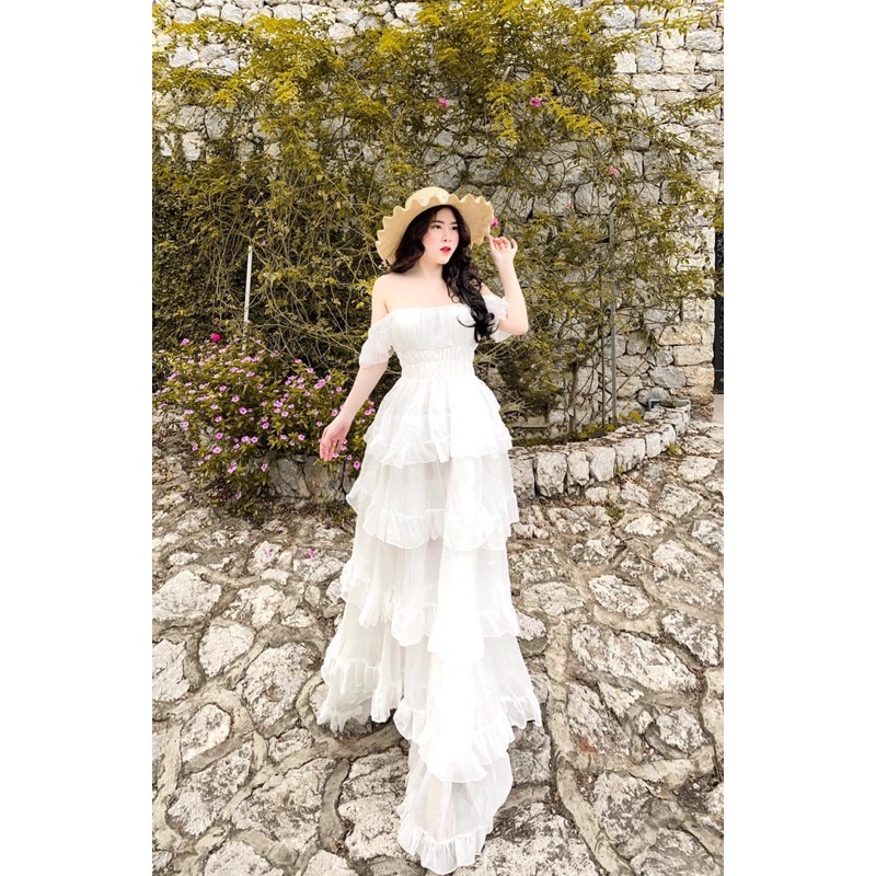 ❤️V239 VÁY ĐẦM MAXI DÀI TRỄ VAI DÁNG XOÈ BỒNG BỀNH | BigBuy360 - bigbuy360.vn