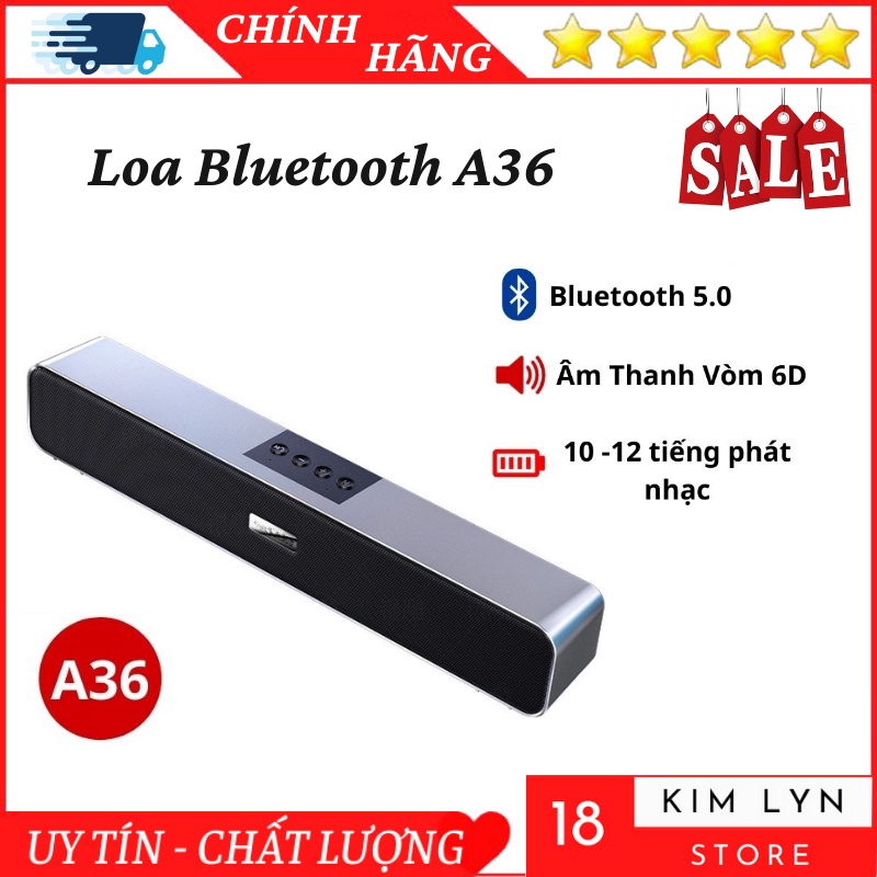 Loa Bluetooth  A36 Công Suất 10W Siêu Bass Âm Thanh Vòm Dung Lượng Pin Khủng - Bảo Hành 12 Tháng