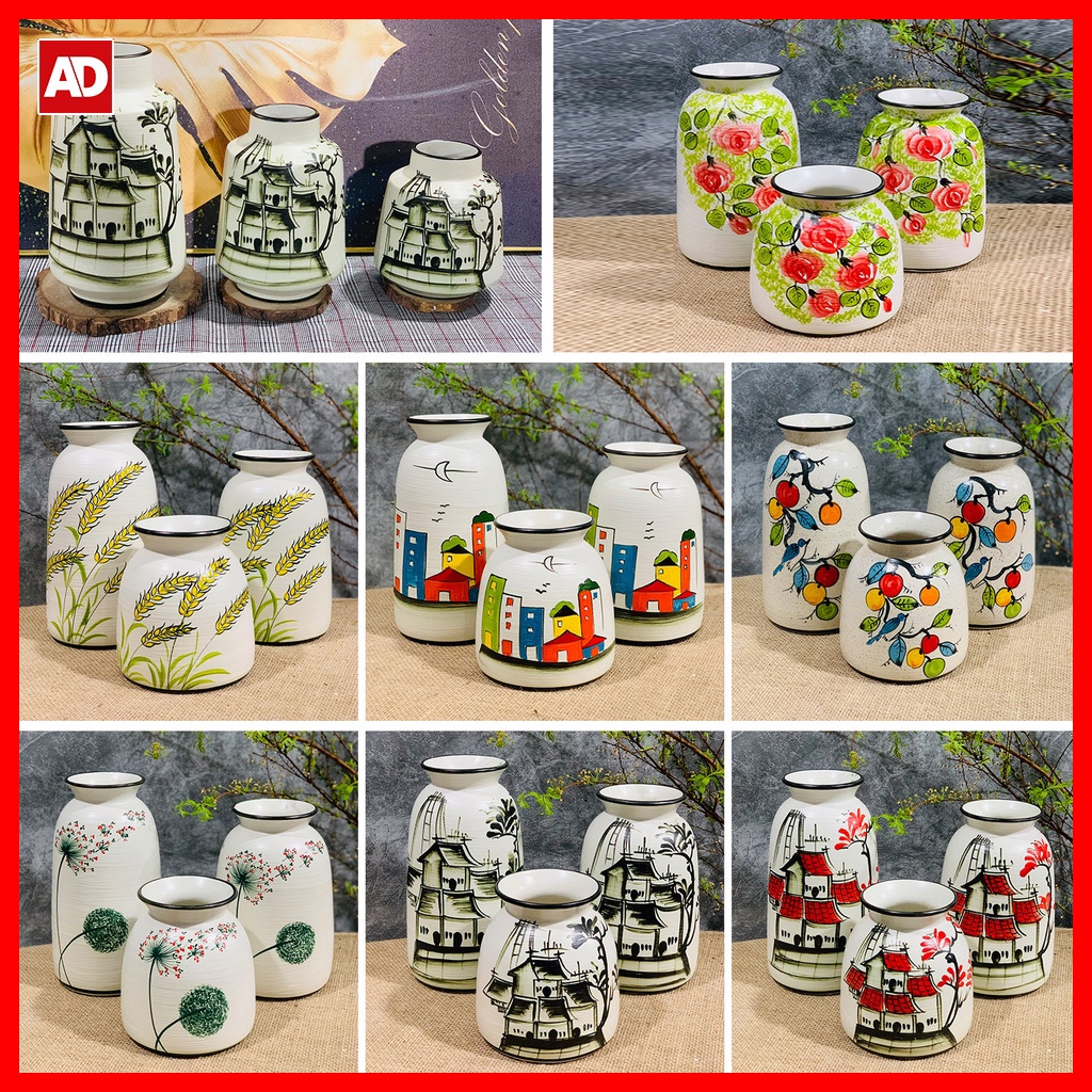 Bình hoa decor | lọ cắm hoa đẹp để bàn gốm sứ Bát Tràng - HV02