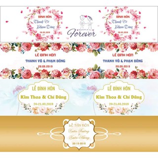 Combo 20 tem nhãn cưới dán chai nước