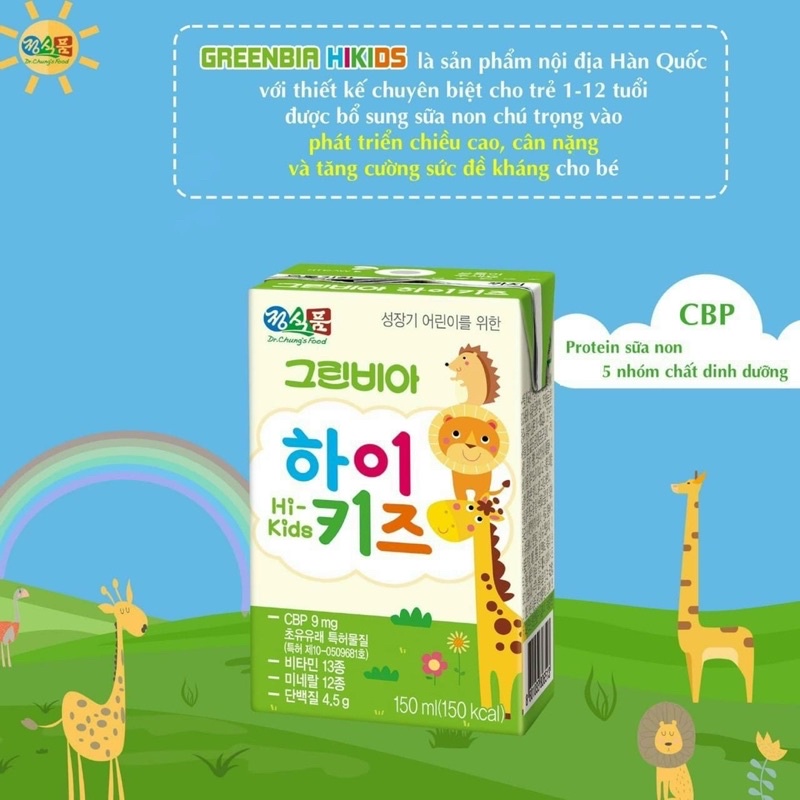 Sữa tăng chiều cao Greenbia Hi-kids.