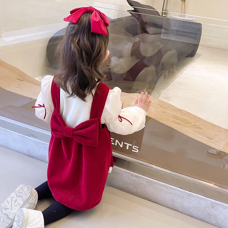 [Nơ Lưng] Váy yếm kèm áo mã 60090