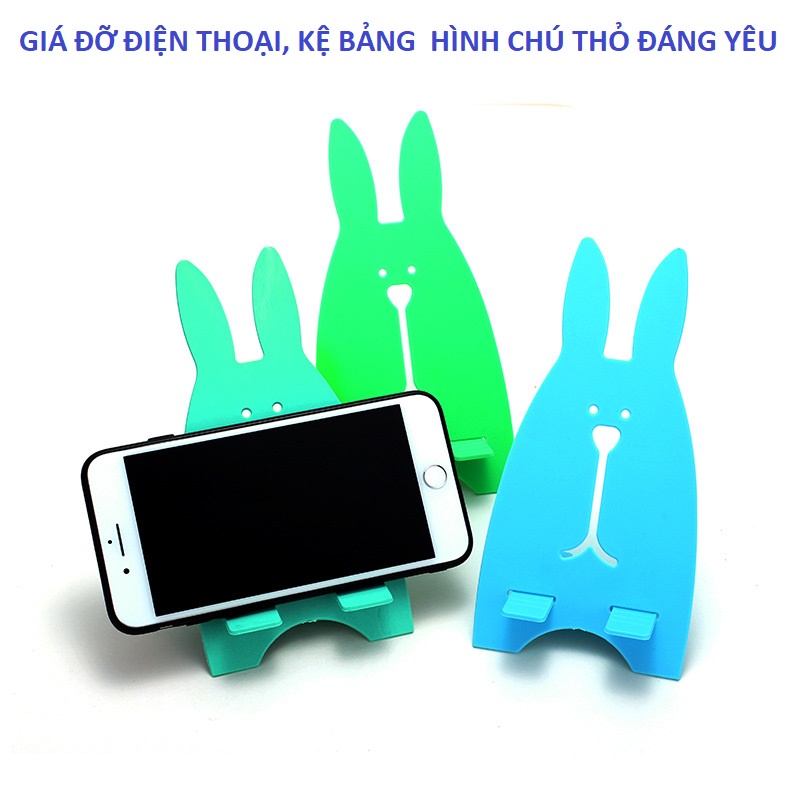 Giá đỡ, kệ để điện thoại xem video, quay live, bảng đọc bỏ túi, xếp gọn tiện lợi hình chú thỏ đáng yêu
