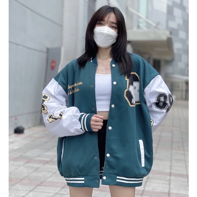 Áo Khoác Gió Bomber Jacket Số 89 Pha Tay Unisex Áo Gió 2 Lớp Dày Dặn Nam Nữ (Ảnh thật/Có sẵn)