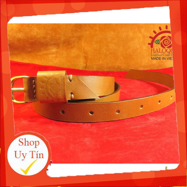 Thắt Lưng Nữ Haloquan Thiết Kế Kiểu "Lá Tre", da bò thật 100%, thủ công Handmade, siêu bền, bảo hành kỹ thuật trọn đời.