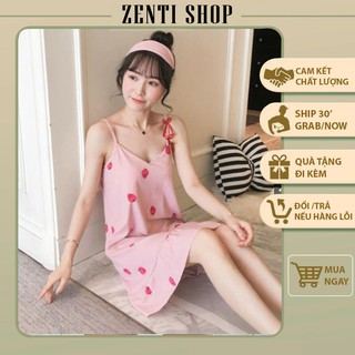 Váy Ngủ 2 Dây 💝FREESHIP Từ 50K💝 Đồ Ngủ Mặc Nhà Đẹp Dáng Dài Phom Rộng Cotton Mềm Mịn Họa Tiết Dễ Thương
