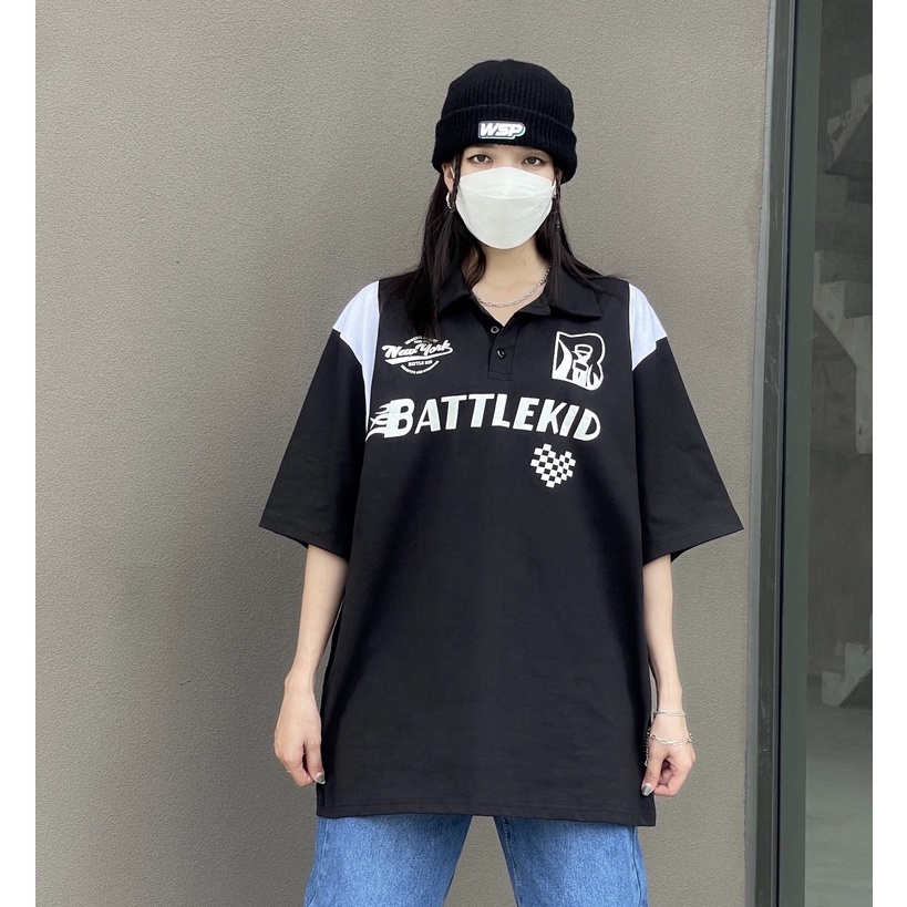 Áo thun Polo BATTLEKID form rộng unisex nam nữ - áo polo oversize có cổ local brand