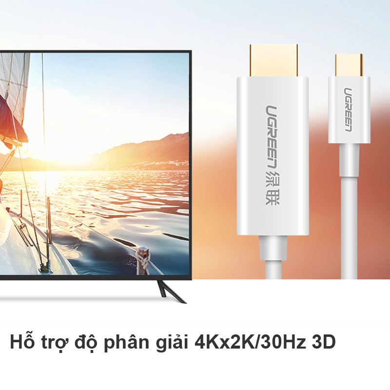 Cáp USB type-C ra HDMI 4K*2K@60Hz - Chuyển Video từ Smartphone, Macbook ra TV, Máy chiếu 1.5 mét UGREEN 30841