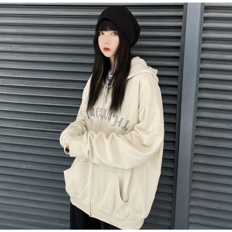 [RẺ VÔ ĐỊCH] khoác Hoodies khoá thêu mũ hai lớp đen-be unisex from to (kèm ảnh thật) | BigBuy360 - bigbuy360.vn