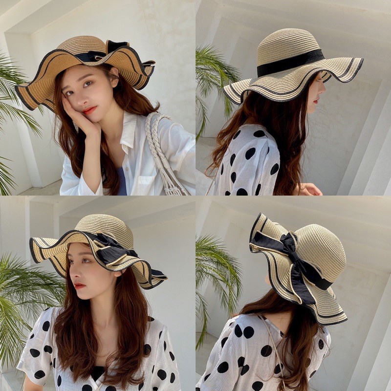 [Ảnh thật] Mũ - nón cói đi biển vành lượn sóng cho nữ!