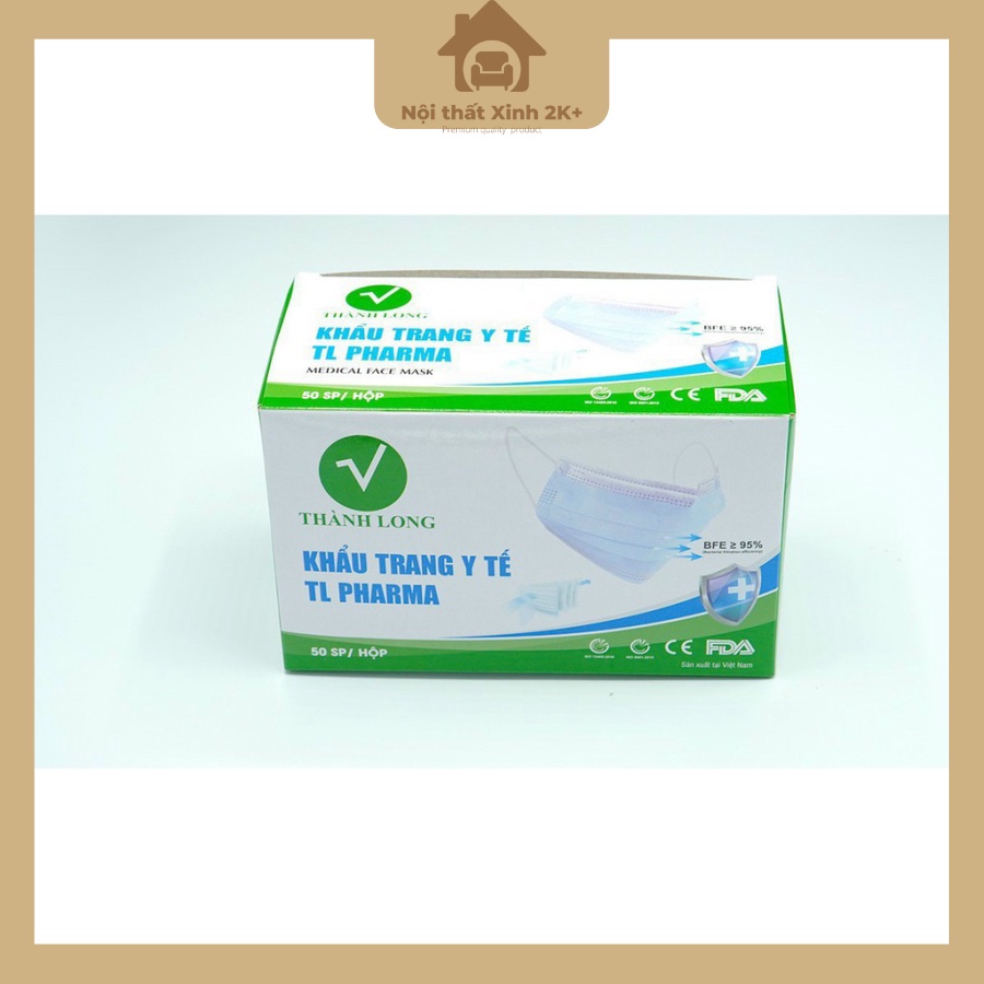 KHẨU TRANG Y TẾ KHÁNG KHUẨN 4 LỚP THÀNH LONG PHARMA - HỘP 50C FREE SHIP