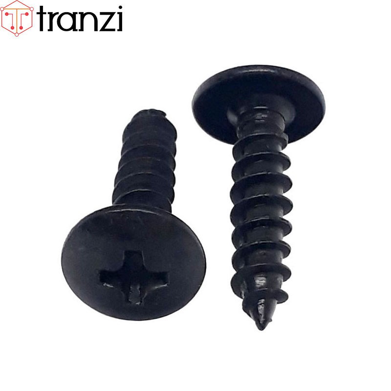 Vít bake đầu dù đuôi nhọn ren thô mạ đen M4x16 - túi 50 cái