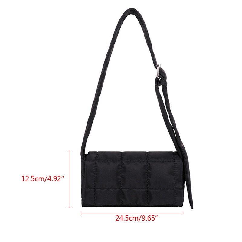 Seng Túi Xách Đeo Vai Bằng Nylon Cotton Sức Chứa Lớn Màu Trơn Có Đệm Bông Kẻ Sọc Caro Hợp Thời Trang Cho Nữ