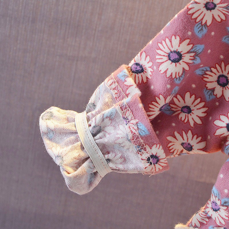 Đầm Công Chúa Dài Tay In Hoa Thời Trang Cho Bé Gái