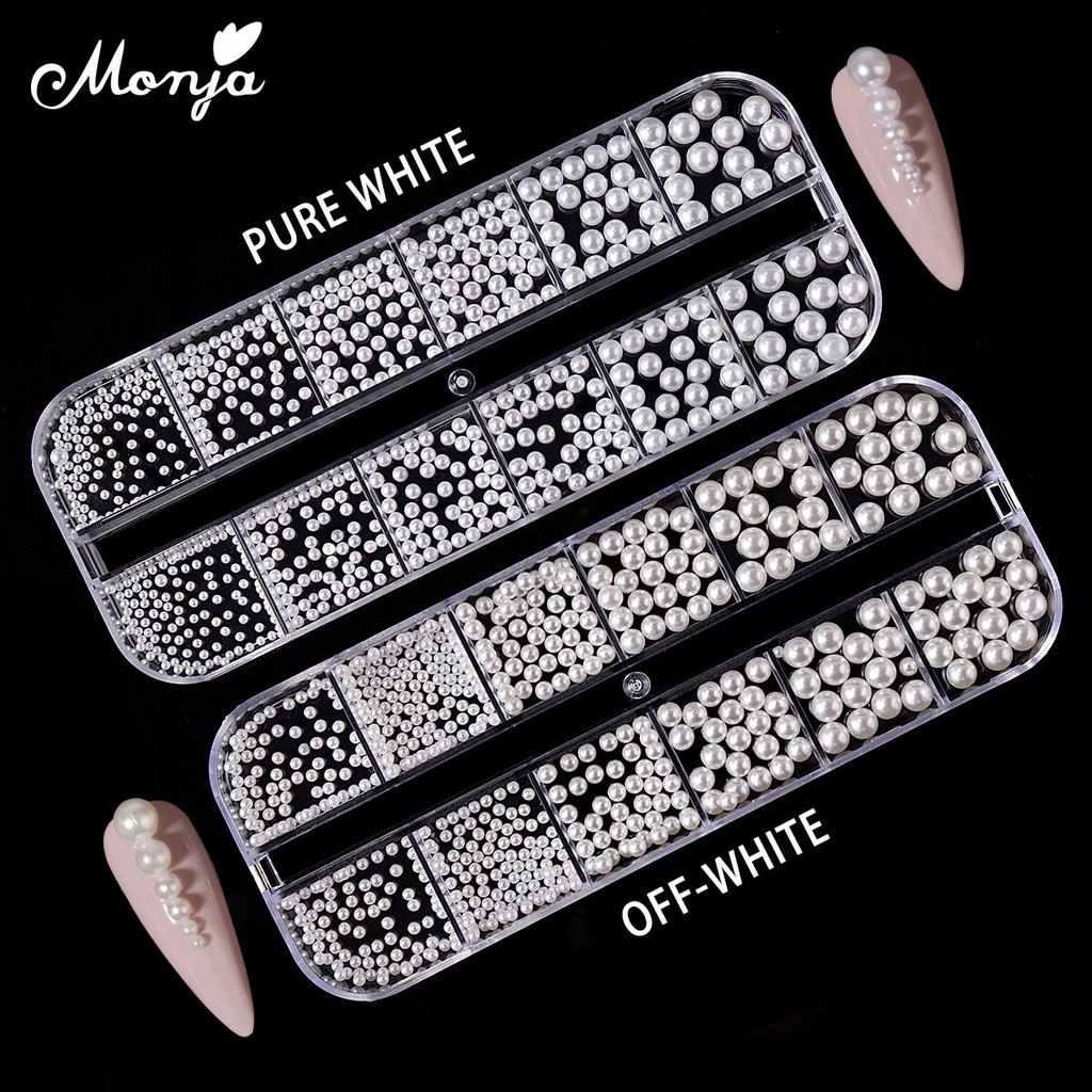 MONJA [Hàng mới về] Hộp ngọc trai giả 3d dùng trang trí móng 2 loại tùy chọn