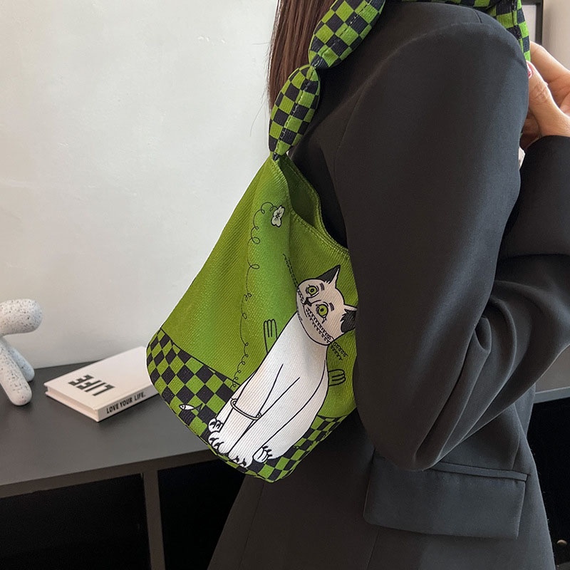 IELGY Túi Đeo Vai Bằng Vải canvas Thiết Kế niche Dành Cho Nữ