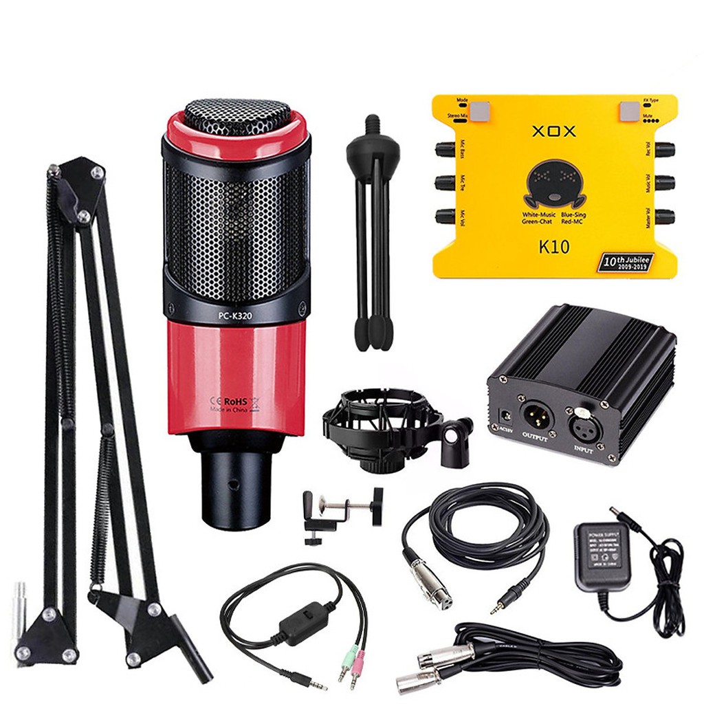 [Tặng full kiện + nguồn 48v] Combo livestream thu âm karaoke cao cấp micro K320 sound card XOX K10 Jubilee bảo hành 12th