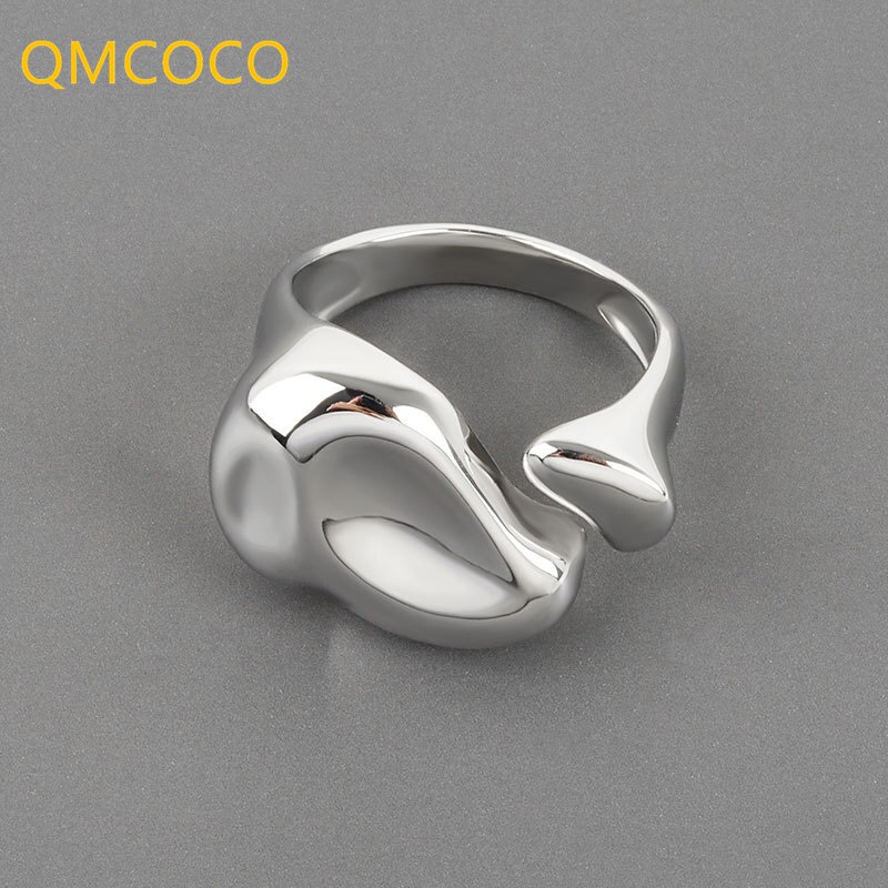Nhẫn Màu Vàng / Bạc QMCOCO Hình Giọt Nước Thời Trang Cổ Điển Cho Nữ
