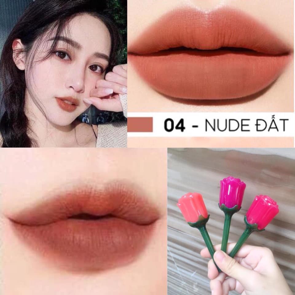 [ SON HOA HỒNG SIÊU HOT - CHẤT SON CAO CẤP ] Son Handmade Si Lipstick Hoa Hồng Siêu Lì, Kháng Nước, Bao Êm, Mềm Môi