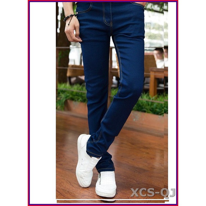 Quần jean nam cao cấp XANH ĐẬM TRƠN 05 chất giãn cực đẹp không xù lông, không ra màu 05nxanh.109