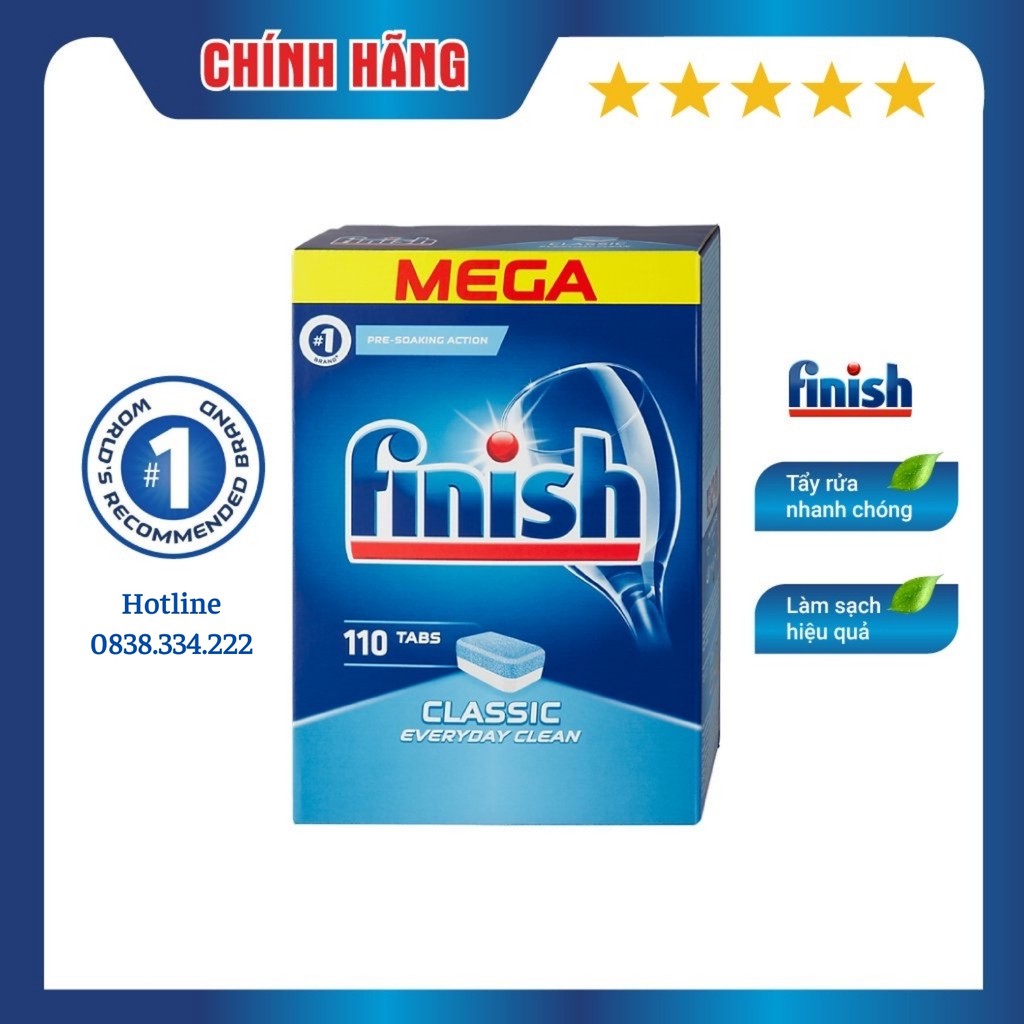 [HCM] Viên rửa bát finish 110 viên dùng cho máy rửa bát Nhập khẩu Chính hãng