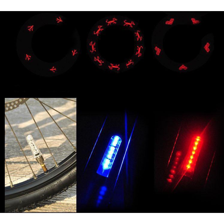 BỘ 2 Đèn led đa sắc chạy chữ gắn van xe máy xe đạp phù hợp các loại xe bền ít hao pin
