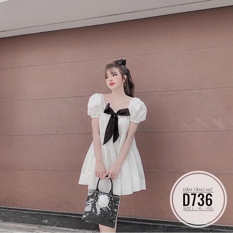 Bigsize Đầm tầng nơ D736