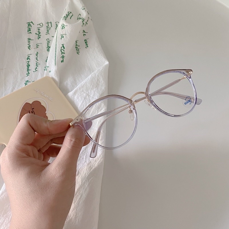 Kính Mắt Mèo Phối Gọng Kim Loại From Tròn Siêu Xinh - S01