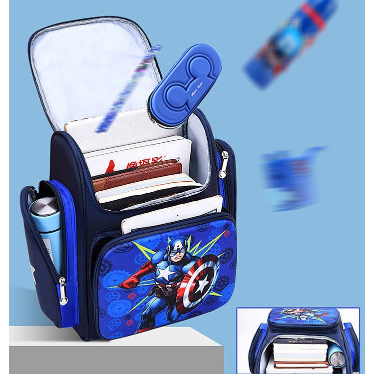 Balo Đi Học In Họa Tiết Hoạt Hình Spiderman Captain America Cho Trẻ Mẫu Giáo