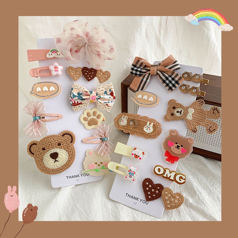 Kẹp tóc bằng len hình gấu đáng yêu xinh xắn cho bé gái