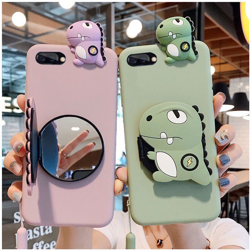 Ốp Điện Thoại Silicon Mềm Có Gương Trang Điểm Hoạt Hình Cho Apple 7plus iPhone7/8