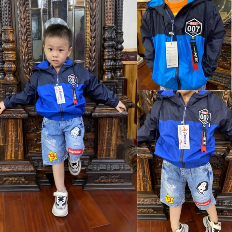 Áo khoác gió mùa đông cho bé trai Bắp Ngô Kids size từ 12 đến 26kg