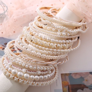 Cài tóc bờm tóc ngọc trai giả phong cách Hàn Quốc siêu dễ thương