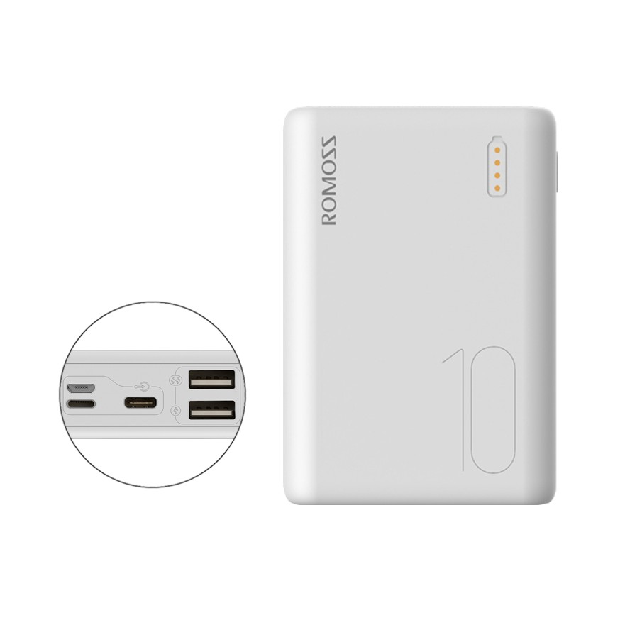 Pin sạc dự phòng Romoss Simple 10 10.000mAh (Sense 4 mini 2019) tặng đèn LED USB