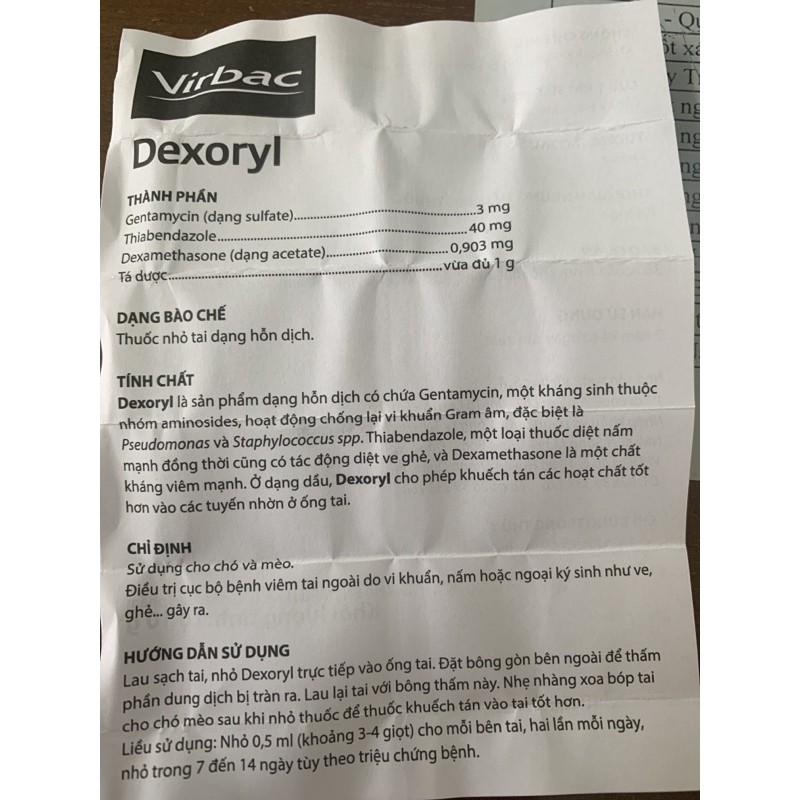 NHỎ TAI DEXORYL CHO THÚ CƯNG