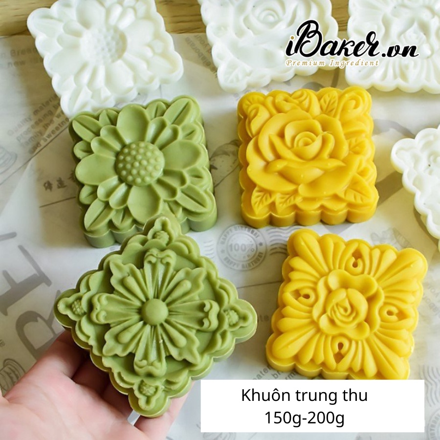 Khuôn trung thu lò xo Vuông - 4 mặt hoa