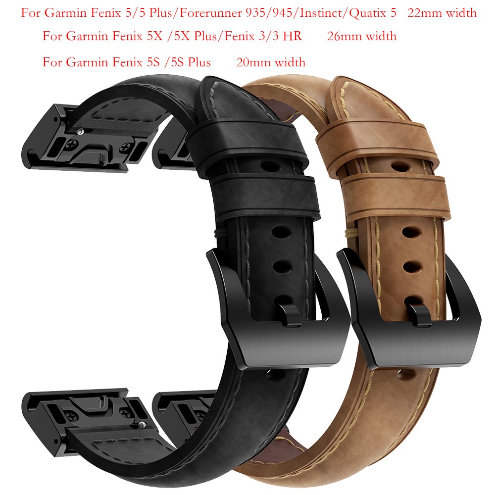 Garmin Fenix 5 5X 5S Plus Watch Band Leather Strap 20mm 22mm 26mm Quick thumbnail