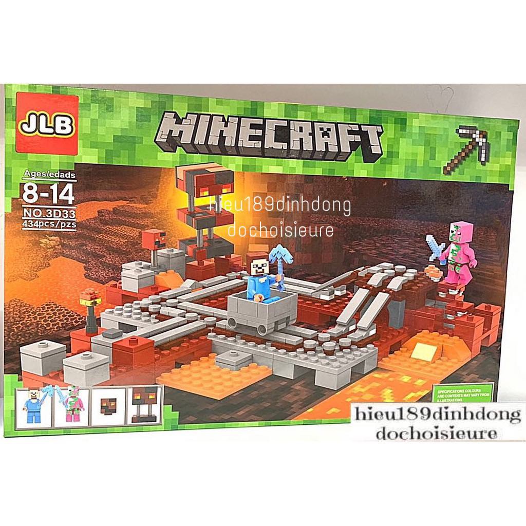 Lắp ráp xếp hình non Lego Minecraft 21130 3D33 : Đường Sắt kiếm cúp kim cương Trong Hầm 434 mảnh