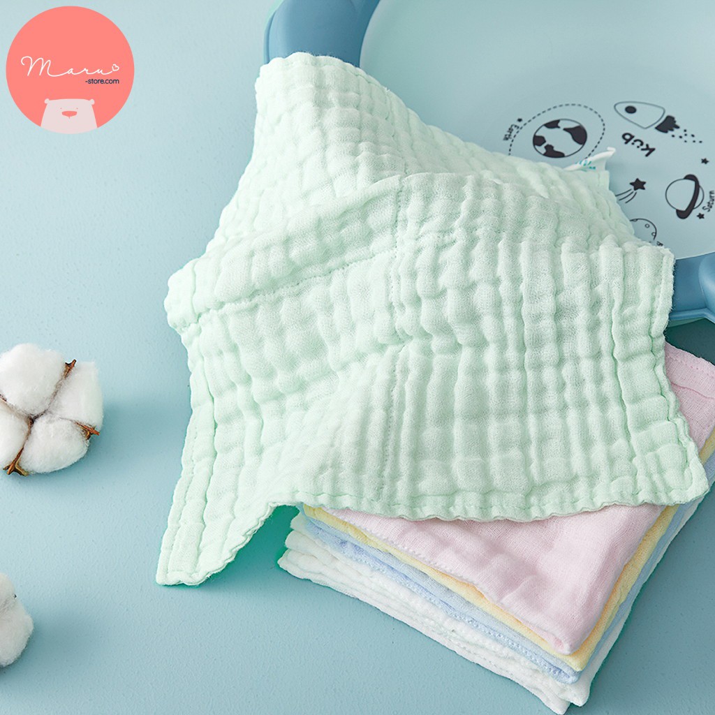 [Có sẵn] Khăn sữa vải 100%cotton tự nhiên 6 lớp siêu thấm hút | KUB (bộ 6 cái)