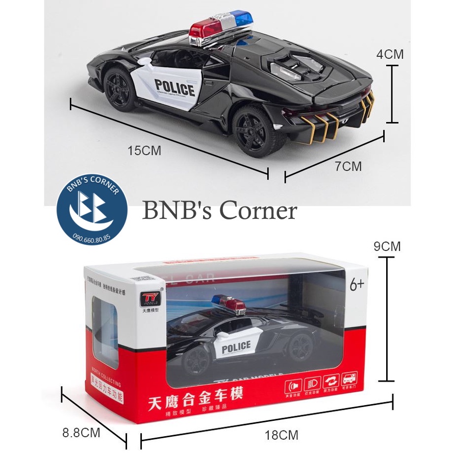 Xe đồ chơi mô hình ô tô cảnh sát bằng kim loại tỉ lệ 1:32