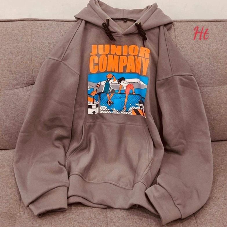 Áo hoodie nỉ mũ màu nâu 5D Junior Ht