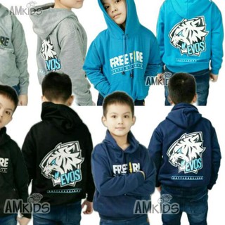 ➱ Freefire evos Áo hoodie nỉ cho bé trai 5-12 tuổi