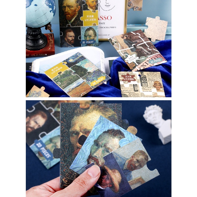 Bộ Xếp Hình Van Gogh 20 Mảnh Sticker - Puzzle Nghệ Thuật Độc Đáo Sáng Tạo Bullet Journal Quà Tặng