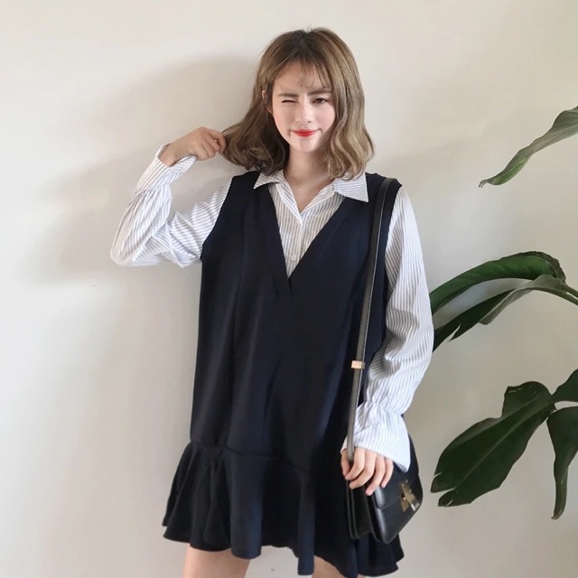 Đầm đuôi cá liền áo sơ mi thanh lịch ulzzang 🎀🎀 | BigBuy360 - bigbuy360.vn