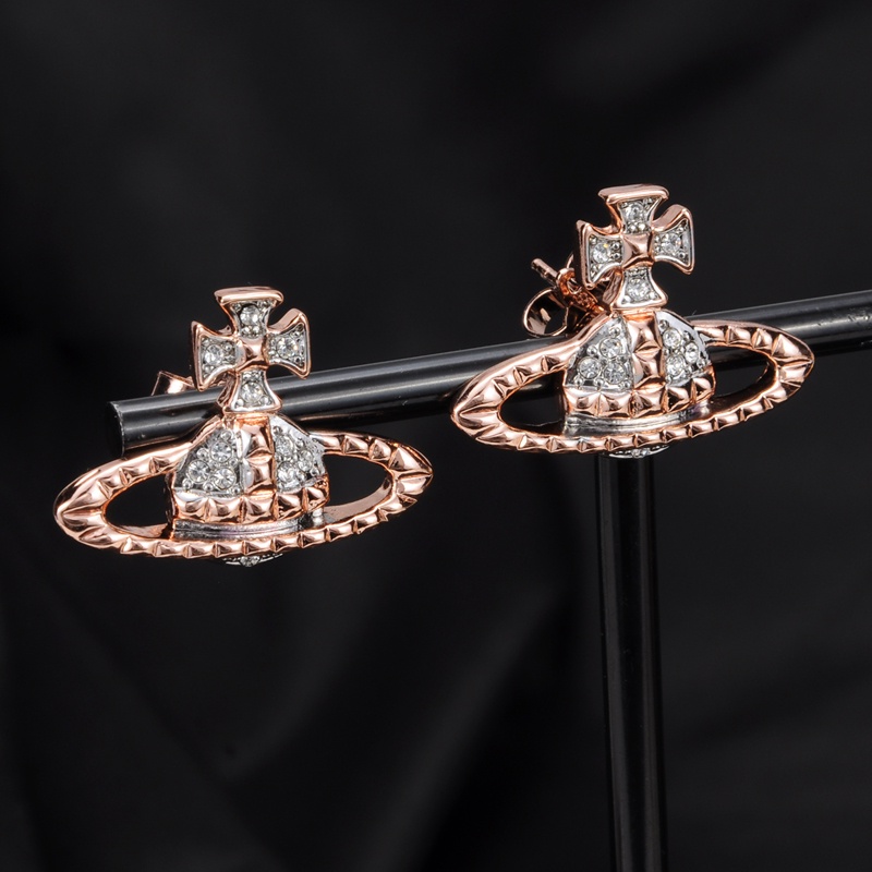 VIVIENNE WESTW00D rivet series light luxury punk rock earrings banquet