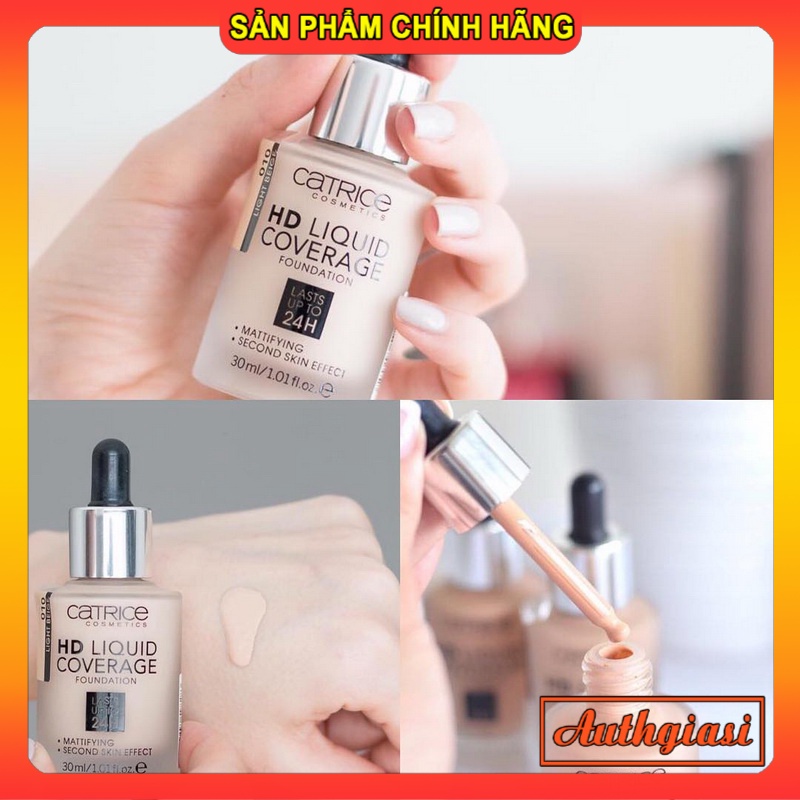 Kem nền kiềm dầu Catrice HD 24h Liquid Coverage Foundation che phủ tốt