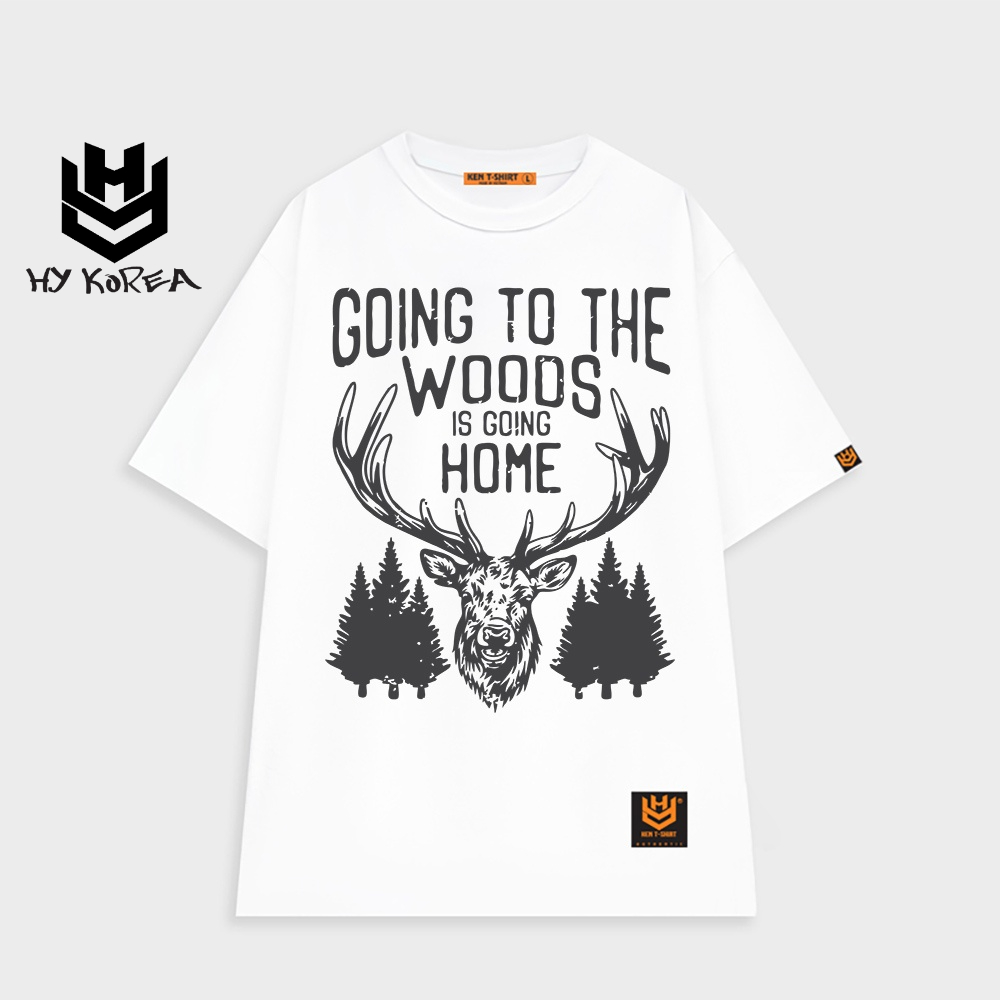 Áo thun form rộng tay lỡ HY KOREA nam nữ in hình Nai Going Home 523