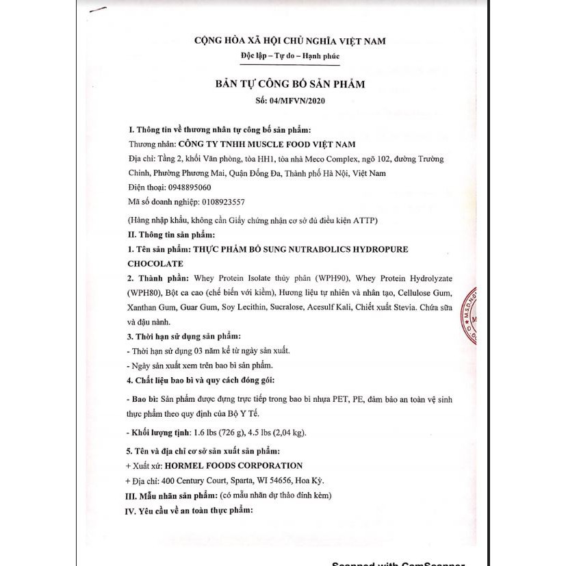 Whey Tăng Cơ Giảm Mỡ Nutrabolic - Hydropure 4.5 LBS - Chính Hãng 100%