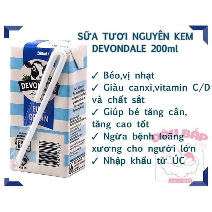 Thùng 24 Hộp Sữa DEVONDALE Sữa Tươi Nguyên Kem 200ML Sữa Úc Nhập Khẩu