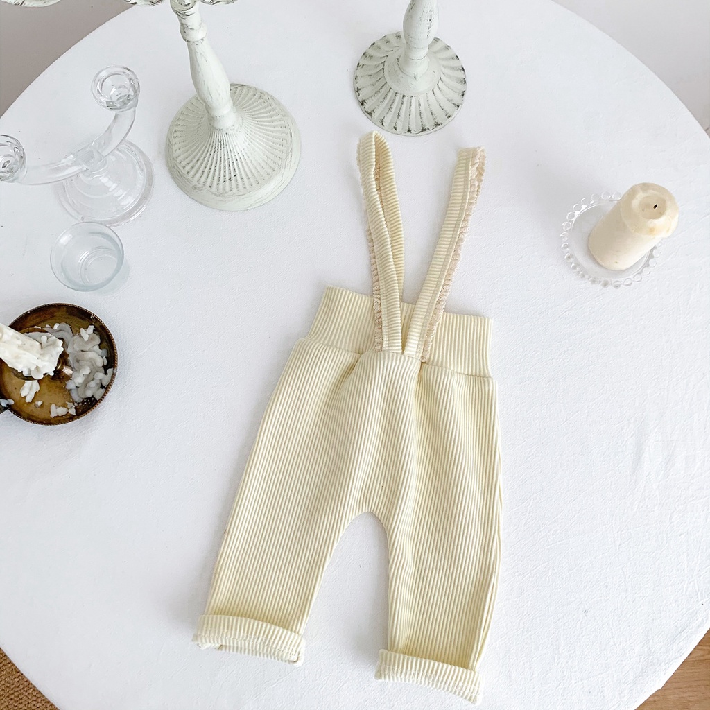 Bộ Áo Liền Quần Vải Cotton Phối Ren Thời Trang Thu Đông Xinh Xắn Cho Bé Gái